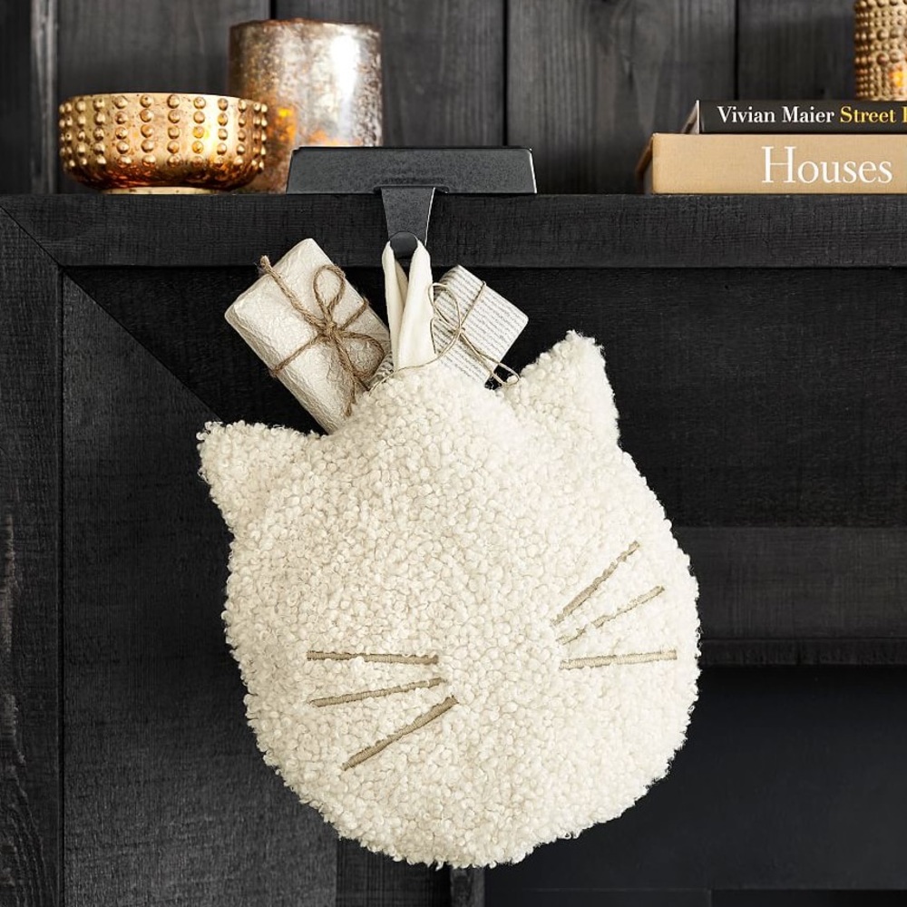 Pottery Barn Cozy Teddy Cat Boucle Stocking